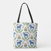 Zweeds Dala Horses Blue Tote Bag (Achterkant)