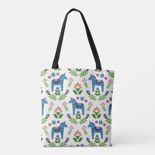 Zweeds Dala Horses Blue Tote Bag (Achterkant)