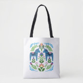 Zweeds Dala Horses Blue Tote Bag (Voorkant)