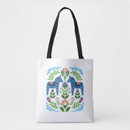 Zweeds Dala Horses Blue Tote Bag