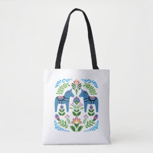 Zweeds Dala Horses Blue Tote Bag