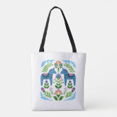 Zweeds Dala Horses Blue Tote Bag (Achterkant)