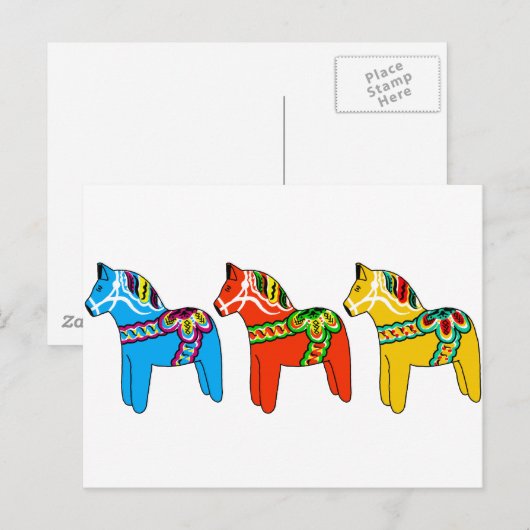 Zweeds Dala Horses Briefkaart (Voorkant / Achterkant)