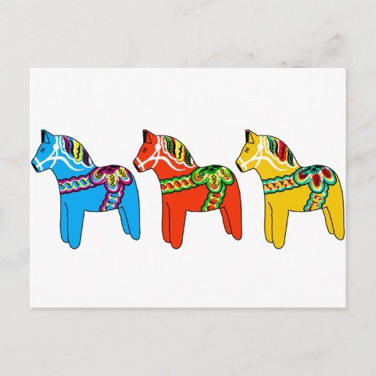 Zweeds Dala Horses Briefkaart (Voorkant)
