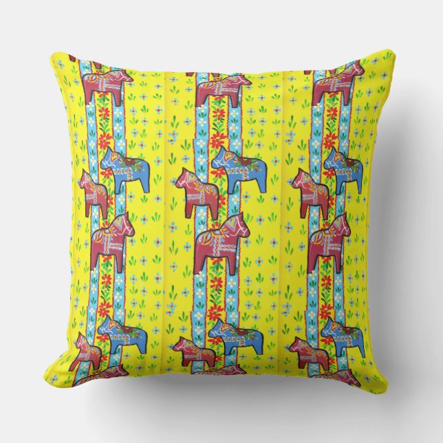 Zweeds Dala Horses Buitenkussen (Voorkant)