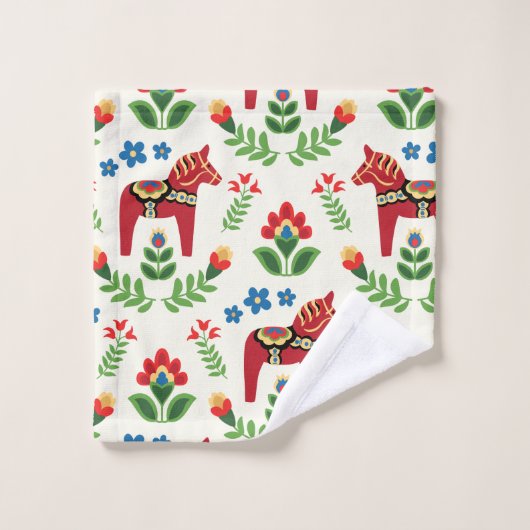 Zweeds Dala Horses Red Bad Handdoek (Wasdoekje)