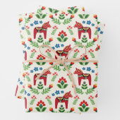 Zweeds Dala Horses Red Inpakpapier Vel (In situ)