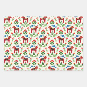 Zweeds Dala Horses Red Inpakpapier Vel