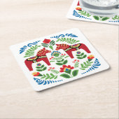 Zweeds Dala Horses Red Kartonnen Onderzetters (Schuin)