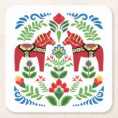Zweeds Dala Horses Red Kartonnen Onderzetters (Voorkant)