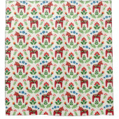Zweeds Dala Horses Red Shower Curtain Douchegordijn (Voorkant)