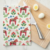 Zweeds Dala Horses Red Theedoek (Quarter Fold)
