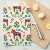 Zweeds Dala Horses Red Theedoek (Quarter Fold)