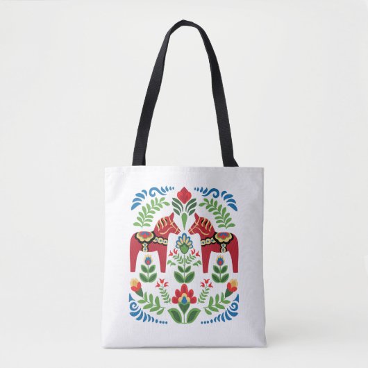 Zweeds Dala Horses Red Tote Bag (Voorkant)