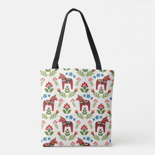 Zweeds Dala Horses Red Tote Bag (Achterkant)