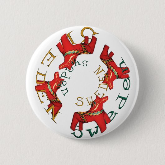 Zweeds Dala Horses Ronde Button 5,7 Cm (Voorkant)