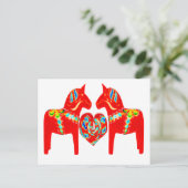 Zweeds Dala Horses w Heart Briefkaart (Staand voorkant)
