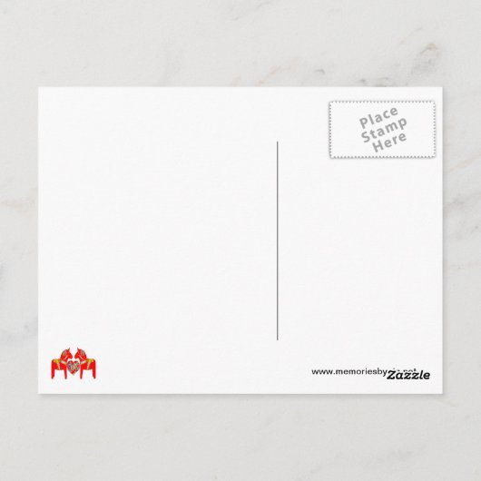 Zweeds Dala Horses w Heart Briefkaart (Achterkant)