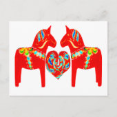 Zweeds Dala Horses w Heart Briefkaart (Voorkant)