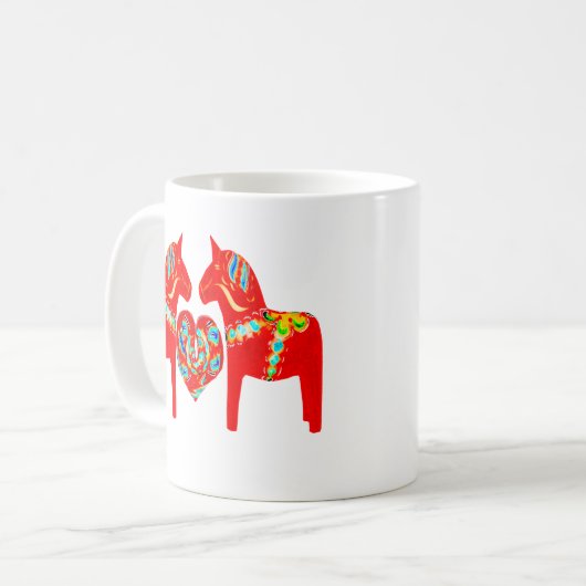 Zweeds Dala Horses w Heart Koffiemok (Voorkant links)