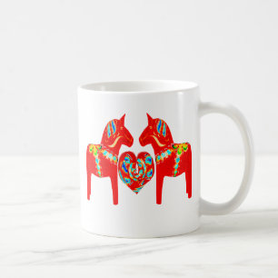 Zweeds Dala Horses w Heart Koffiemok