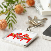 Zweeds Dala Horses w Heart Sleutelhanger (Zijkant)