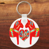 Zweeds Dala Horses w Heart Sleutelhanger (Voorkant)
