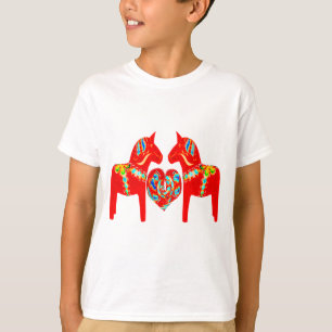 Zweeds Dala Horses w Heart T-shirt