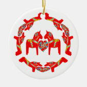 Zweeds Dala Horses w Hearts Ornament (Voorkant)