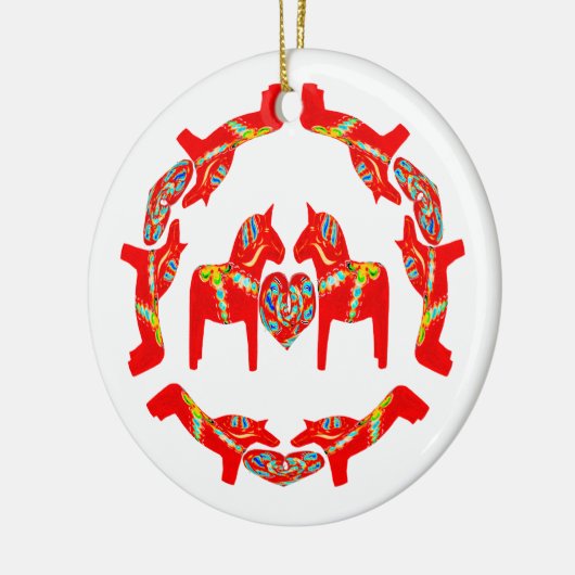 Zweeds Dala Horses w Hearts Ornament (Links)