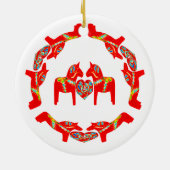Zweeds Dala Horses w Hearts Ornament (Achterkant)