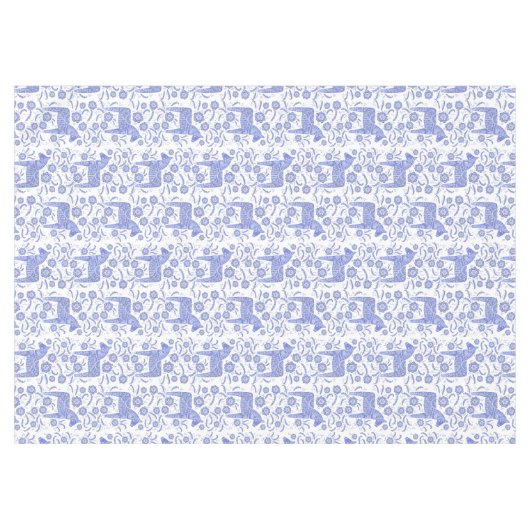 Zweeds Dala Paard Blauw en Wit Tafelkleed (Voorkant (Horizontaal))