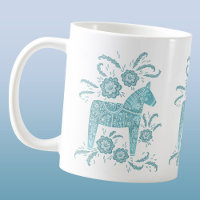 Zweeds Dala Paard Blauwgroen Groene Koffie Mok