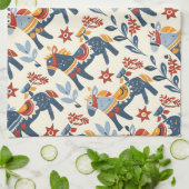 Zweeds Dala Paard Folk Art patroon Theedoek (Gevouwen)