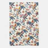 Zweeds Dala Paard Folk Art patroon Theedoek (Verticaal)