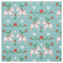 Zweeds Dala Paard Folk Wit Blauw Rood Kerstmis