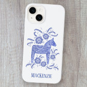 Zweeds Dala Paard Gepersonaliseerd Blauw Case-Mate iPhone Case