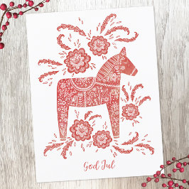 Zweeds Dala Paard God Jul Vakantie Briefkaart