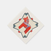 Zweeds Dala-paard met hart scallop Lijst Servetten (Hoek)