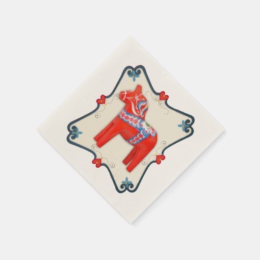 Zweeds Dala-paard met hart scallop Lijst Servetten (Hoek)