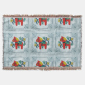 Zweeds Dala Paard met Noorse rosemaling Deken (Voorkant)