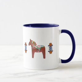 Zweeds Dala Paard met Noorse rosemaling Mok