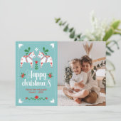 Zweeds Dala Paard Volkskunst Gelukkig Kerstmis Feestdagenkaart (Staand voorkant)