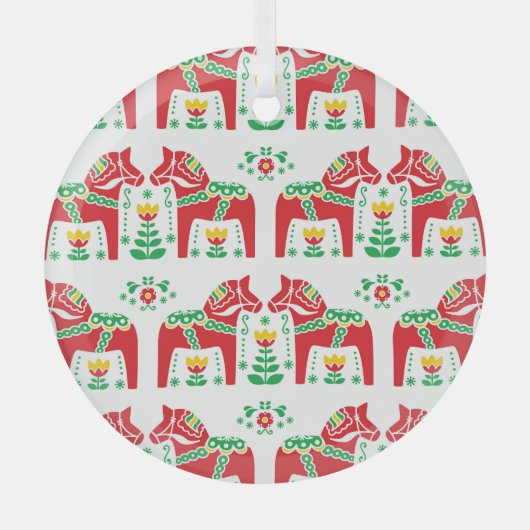 Zweeds Dala Paard: Volkskunst Glas Ornament (Voorkant)