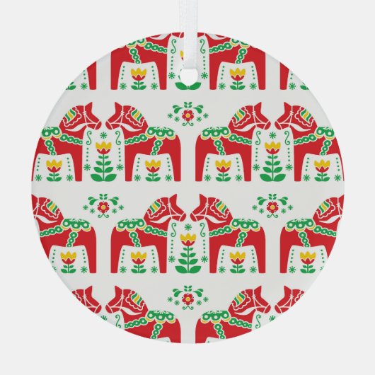 Zweeds Dala Paard: Volkskunst Glas Ornament (Achterkant)