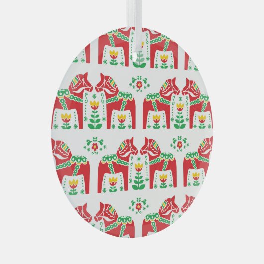 Zweeds Dala Paard: Volkskunst Glas Ornament (Voorkant Rechts)