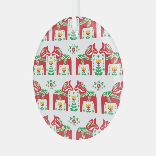 Zweeds Dala Paard: Volkskunst Glas Ornament (Voorkant links)