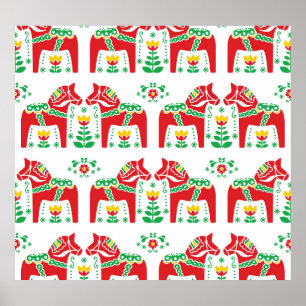 Zweeds Dala Paard: Volkskunst Poster