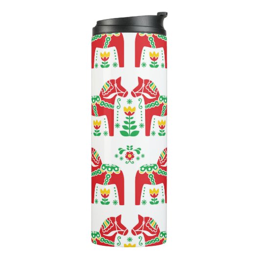 Zweeds Dala Paard: Volkskunst Thermosbeker (Gedraaid links)