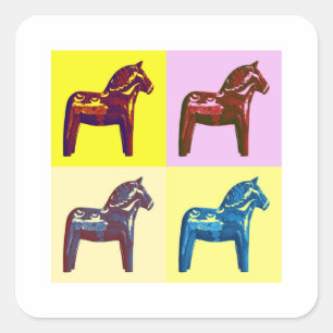Zweeds Dala Paard, Zweden Pop kunst, modern Zweed Vierkante Sticker